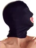 Černá maska s otvorem pro ústa z elastického materiálu