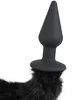 Černý anální kolík s chlupatým kočičím ocáskem