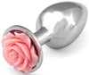 Kovový anální kolík s růžovou kytičkou