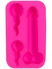 Růžová silikonová forma ve tvaru penisu a spermií