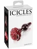 skleněný anální kolík ICICLES No. 76 s ozdobnou růží