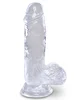 Transparentní realistické dildo s varlaty a přísavkou King Cock Clear 5