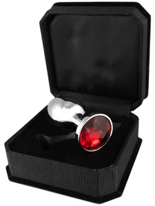 Anální kolík s červeným šperkem z nerezové oceli