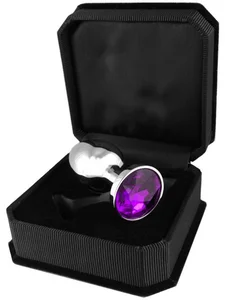 Anální kovový kolík s fialovým šperkem XS