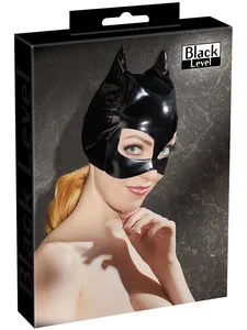 Černá lakovaná maska s kočičíma ušima
