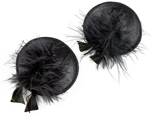 Černá lepítka na bradavky Burlesque Feathers