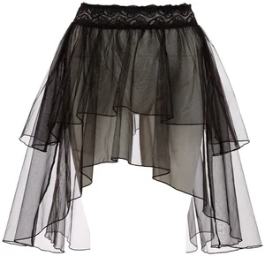 Černá průsvitná tylová sukně v asymetrickém střihu
