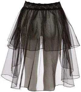 Černá průsvitná tylová sukně v asymetrickém střihu