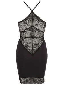 Černé jemně průsvitné šaty s krajkou Cottelli Collection