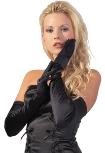 Dlouhé černé rukavice ze saténu Cottelli Collection
