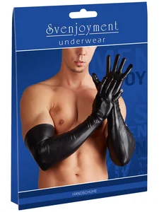 Dlouhé lesklé pánské rukavice elastické