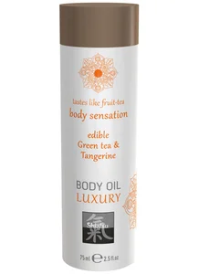 Jedlý masážní olej Shiatsu Body Oil Luxury Green tea & Tangerine HOT