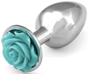 Kovový anální kolík se světle modrou kytičkou