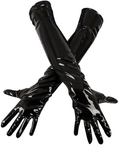 Lakované rukavice s elastickými vsadkami Black Level