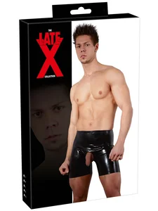 Latexové černé boxerky s otvorem pro penis