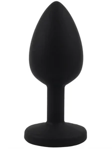 Malý anální kolík ze silikonu se šperkem černý