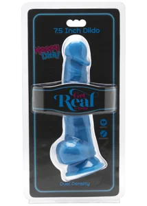 Modré realistické dildo s přísavkou Happy Dicks 7.5