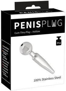 Nerezový dutý penis plug Cum-Thru Play 5-10 mm