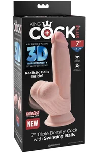 Realistické dildo s volnými varlaty King Cock Plus Triple Density 7