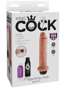 Realistické stříkající dildo s varlaty King Cock 7