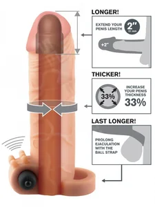 Realistický vibrační návlek na penis zvětší o 5,1 cm