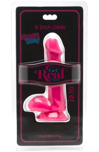 Růžové realistické dildo s varlaty a přísavkou Happy Dicks 6