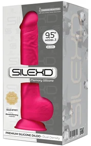 Růžové realistické dildo SILEXD Model 3 z paměťového silikonu