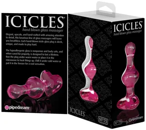 Růžový skleněný anální kolík ICICLES No. 75