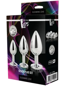 Sada análních kolíků se šperkem Silver Plug Set Dream Toys