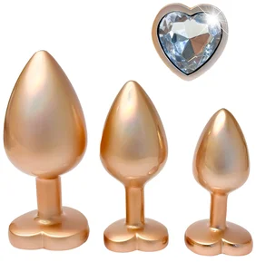 Sada análních kolíků se srdíčkem Pearl Gold Plug Set Dream Toys