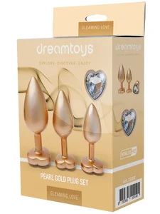 Sada análních kolíků se srdíčkem Pearl Gold Plug Set Dream Toys