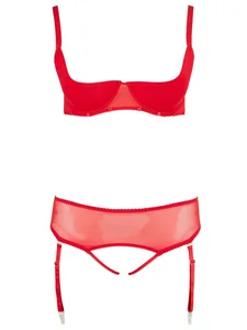 Set červeného erotického prádla s podvazky Cottelli Collection