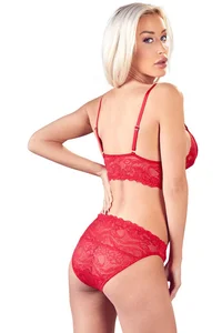 Souprava červeného krajkového erotického prádla Cottelli Collection
