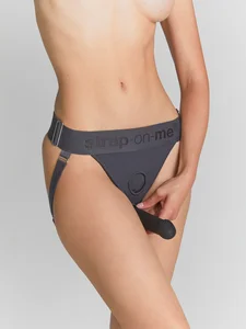 Strapon tanga se 2 O-kroužky Unique  Strap-On-Me (grey)