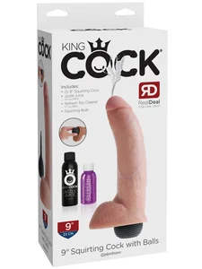 Stříkající realistické dildo s varlaty King Cock 9