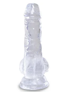 Transparentní realistické dildo s varlaty a přísavkou King Cock Clear 5