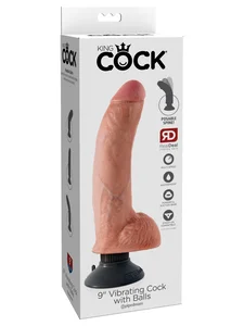 Tvarovatelný realistický vibrátor s varlaty a odnímatelnou přísavkou King Cock 9