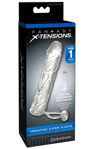 Vibrační návlek na penis Fantasy X-tensions prodlouží o 2,5 cm