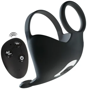 Vibrační stimulátor na varlata a hráz s kroužky na penis Rebel