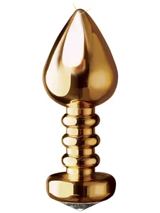 Zlatý kovový anální kolík Luv Plug se šperkem
