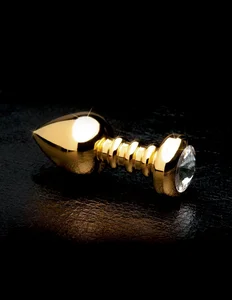 Zlatý kovový anální kolík Luv Plug se šperkem