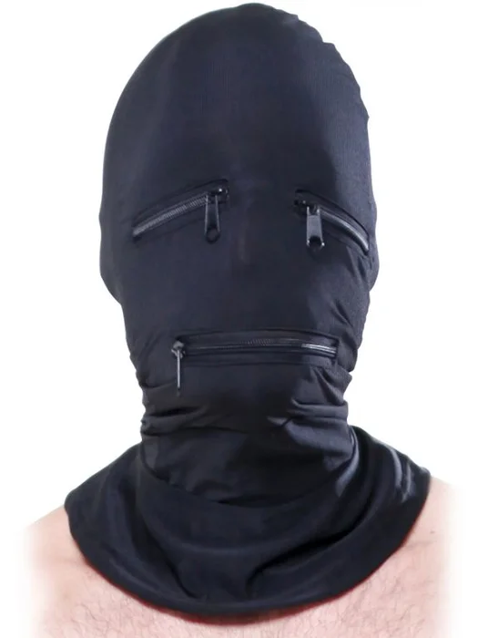 Erotická maska na hlavu se třemi zipy