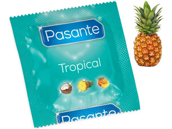 Kondom Pasante Tropical Pineapple s příchutí ananasu (1 ks)