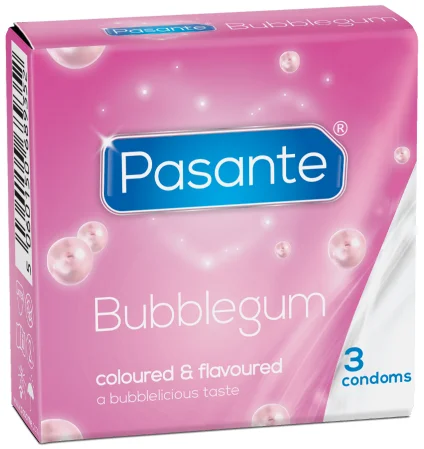 Kondomy Pasante Bubblegum (3 ks) aroma sladké žvýkačky