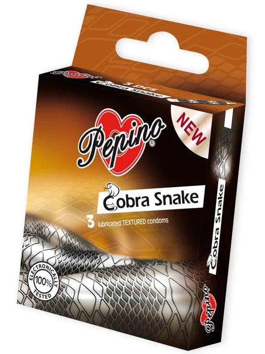 Kondomy Pepino Cobra Snake s motivem hadí kůže (3 ks)