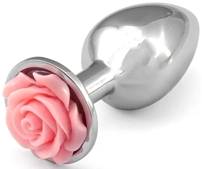 Kovový anální kolík s růžovou kytičkou