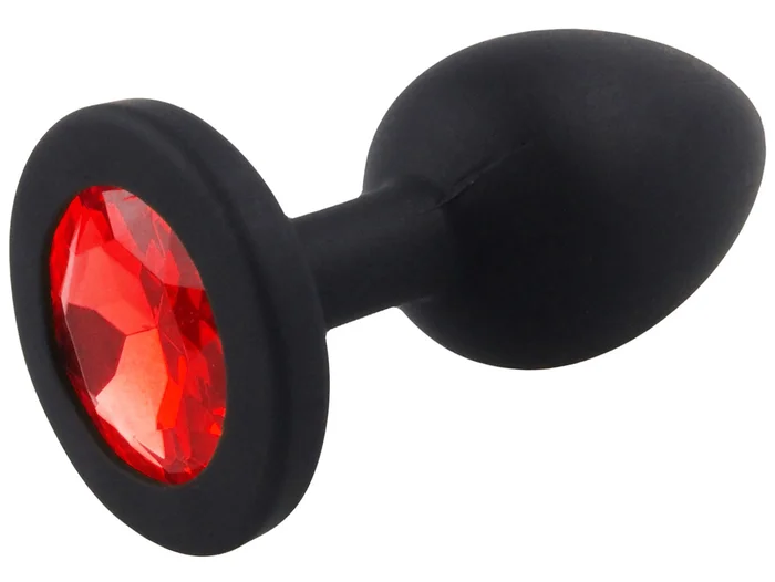 Malý anální kolík ze silikonu s červeným šperkem