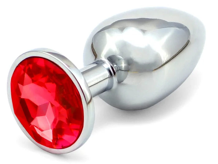 Mslý anální kovový kolík s červeným krystalem