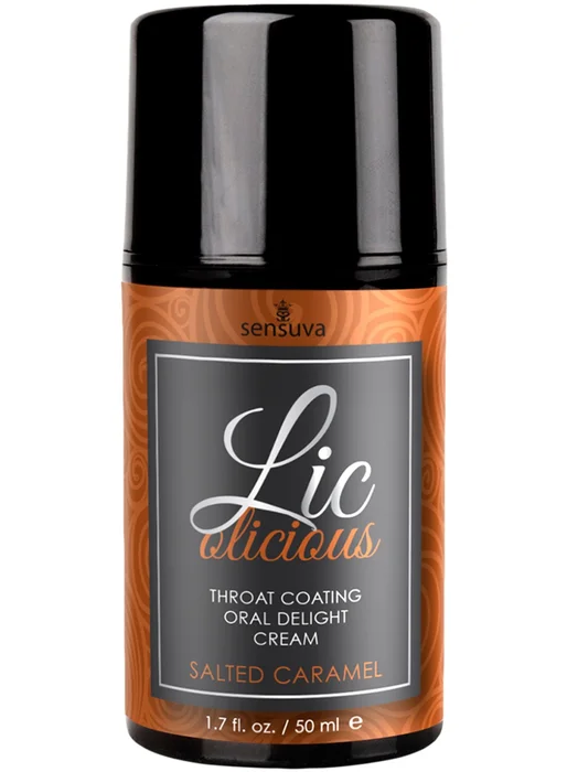 Ochucený orální krém na deepthroat Lic-o-licious Salted Caramel Sensuva