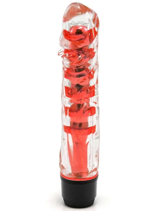 Průhledný vibrátor (červený) 17,5 cm